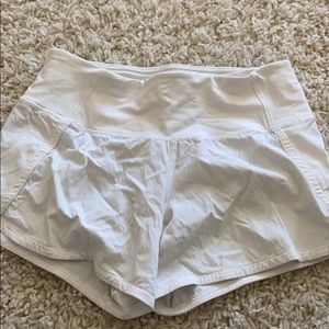 lululemon white speed up shorts